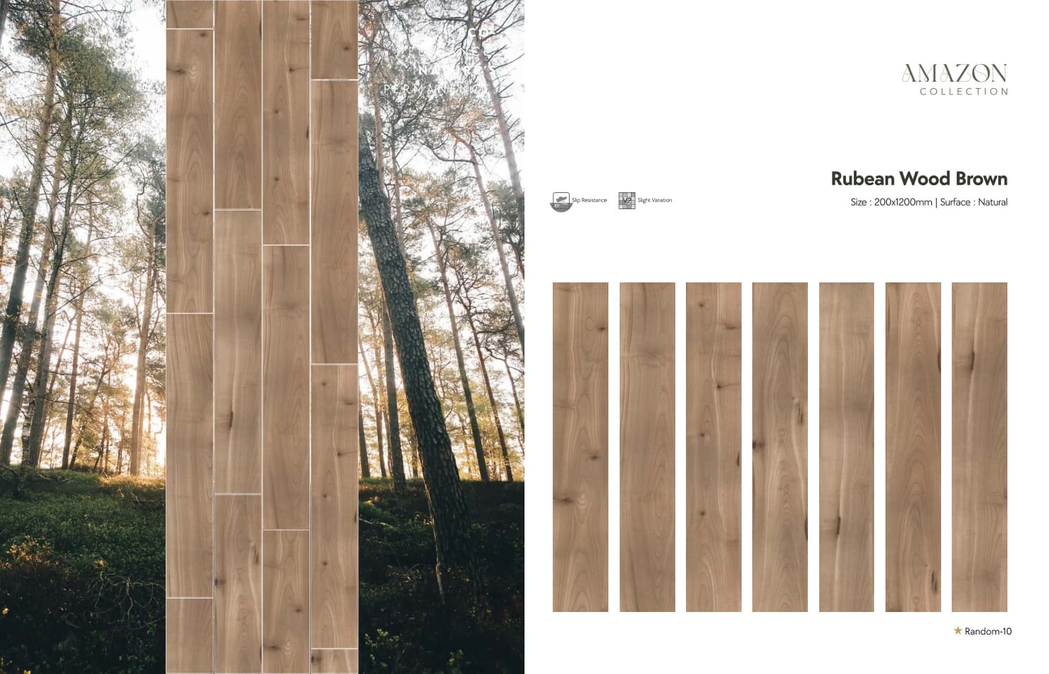 Amazon Rubean Wood Brown 200x1200mm
