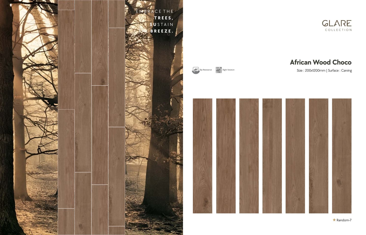 Glare African Wood Choco 200x1200mm