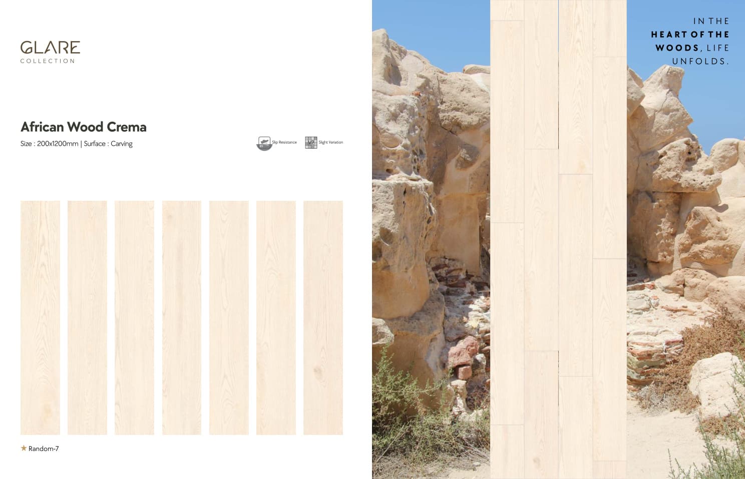 Glare African Wood Crema 200x1200mm