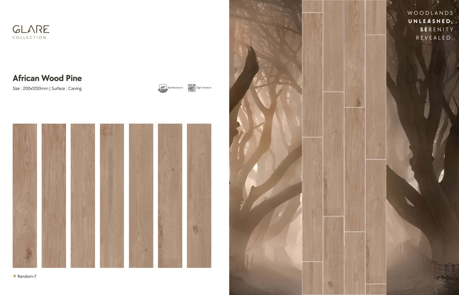 Glare African Wood Pine 200x1200mm