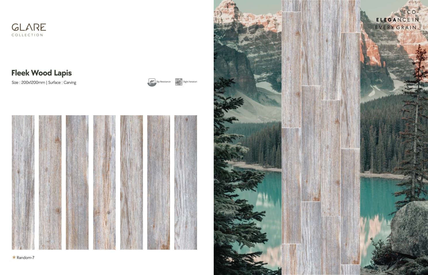 Glare Fleek Wood Lapis 200x1200mm