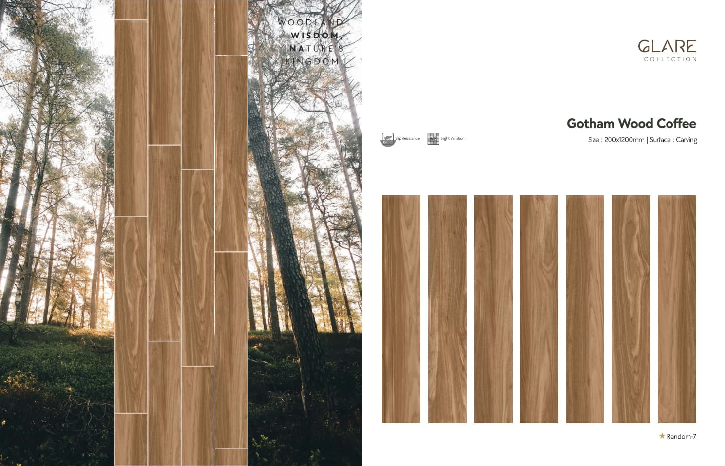 Glare Gotham Wood Coffee 200x1200mm