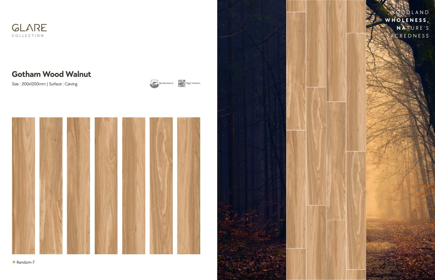 Glare Gotham Wood Walnut 200x1200mm