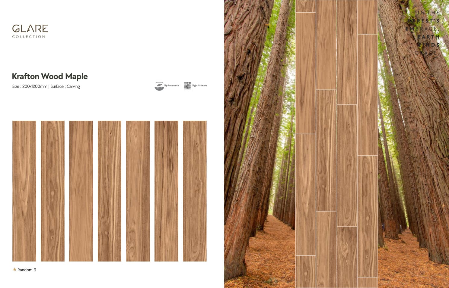 Glare Krafton Wood Maple 200x1200mm