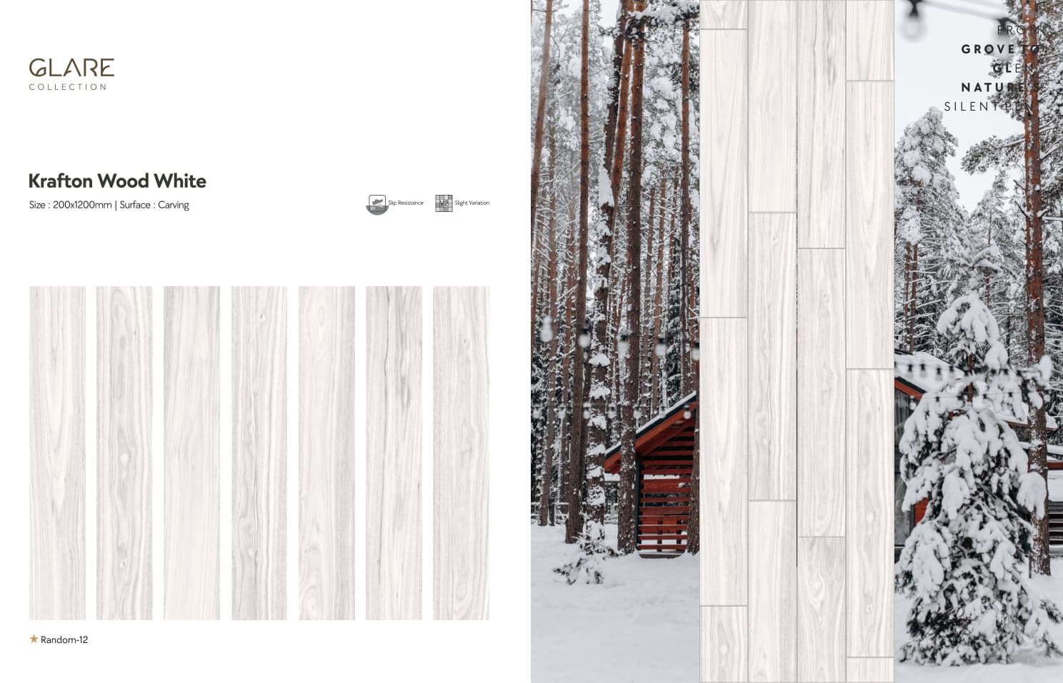 Glare Krafton Wood White 200x1200mm