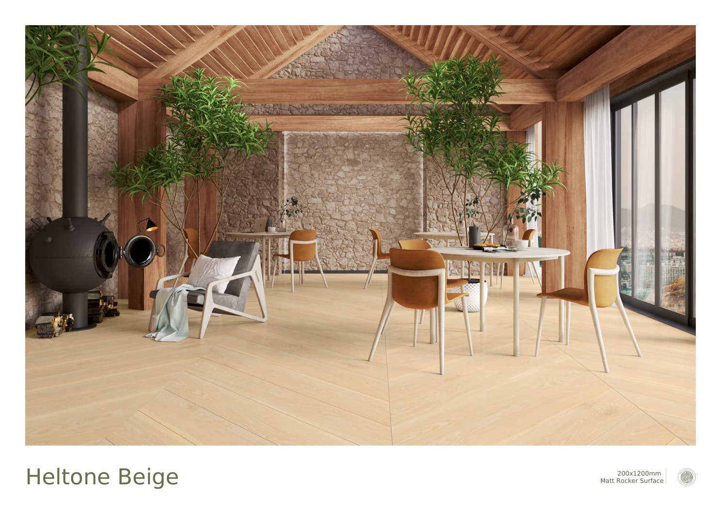 Matt Rocker Wood Heltone Beige 200x1200mm