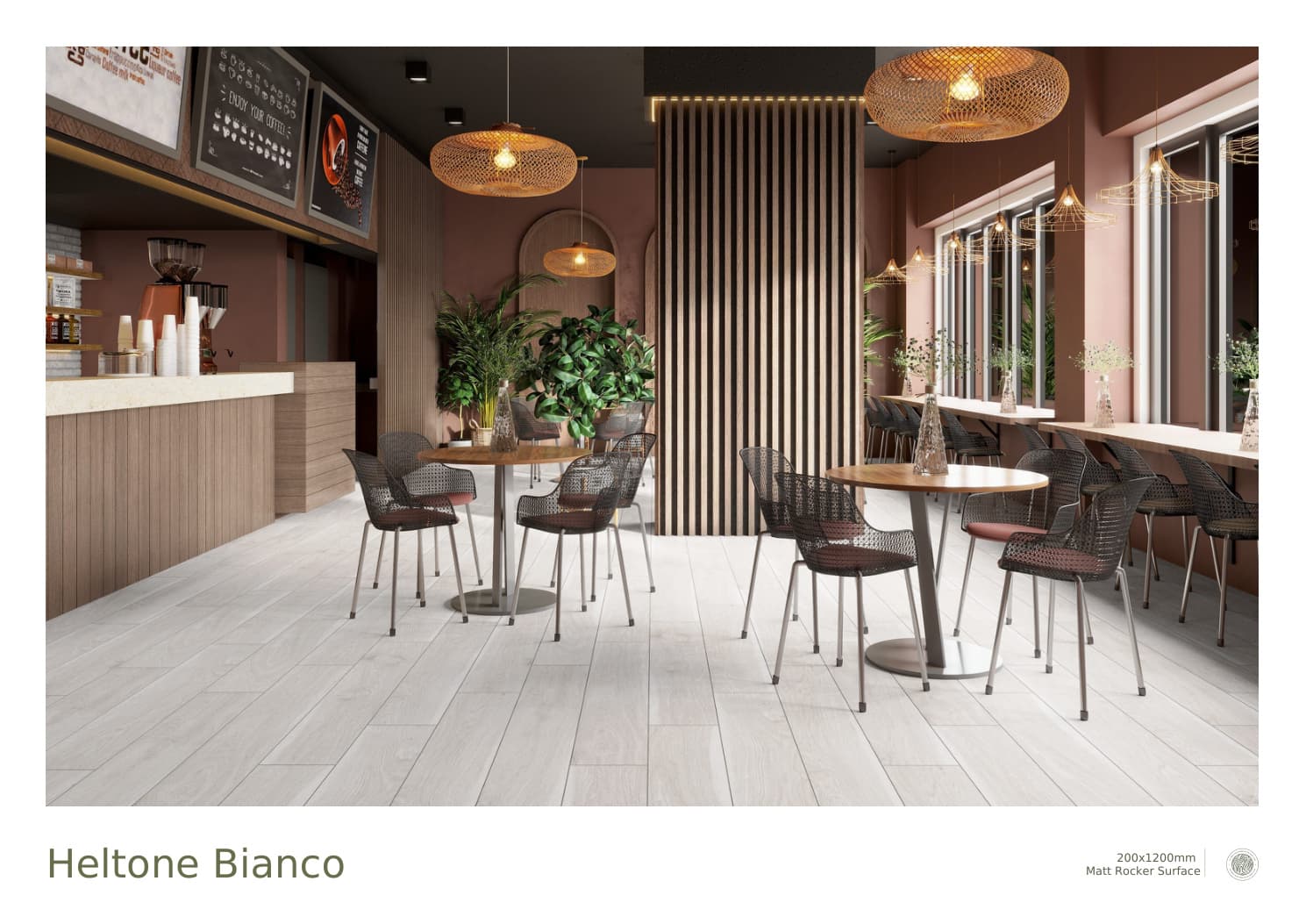 Matt Rocker Wood Heltone Bianco 200x1200mm