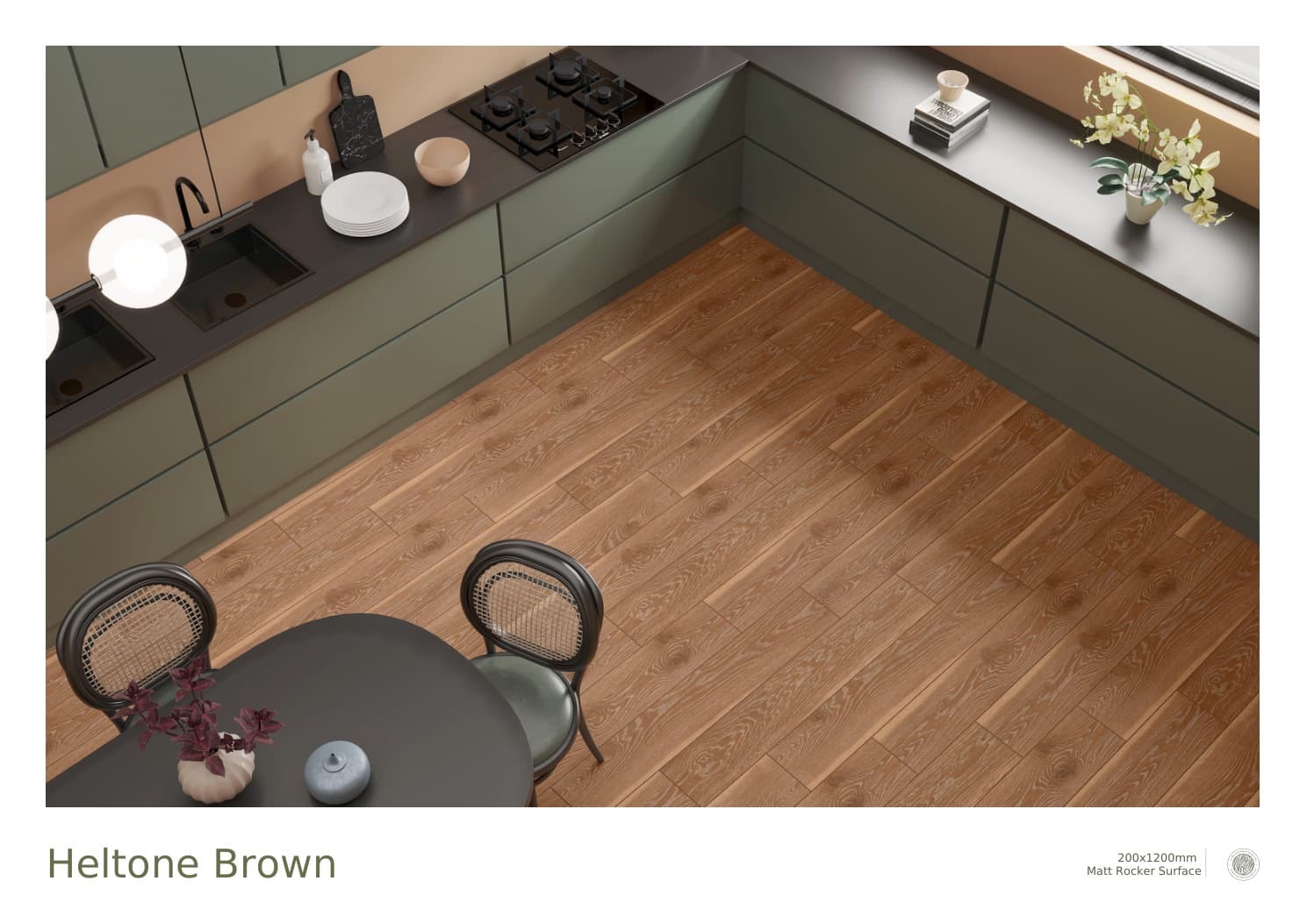 Matt Rocker Wood Heltone Brown 200x1200mm