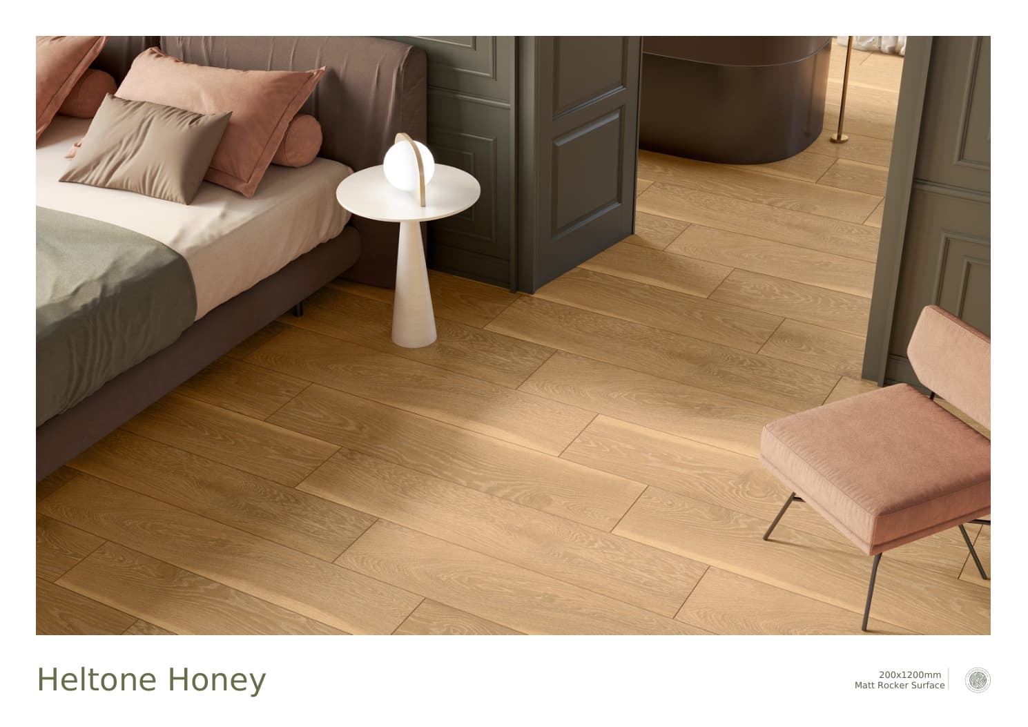 Matt Rocker Wood Heltone Honey 200x1200mm