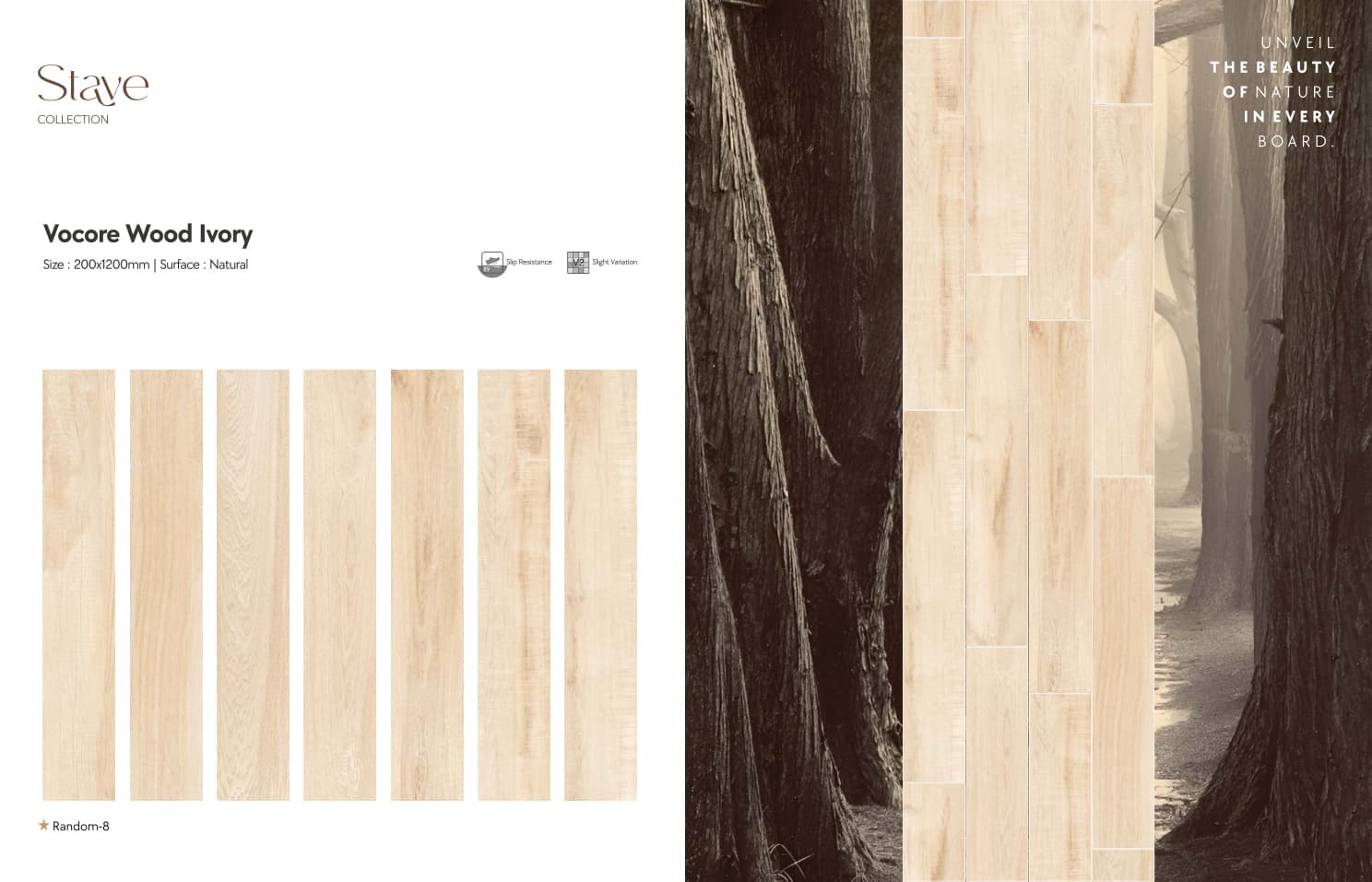 Stave Vocore Wood Ivory 200x1200mm