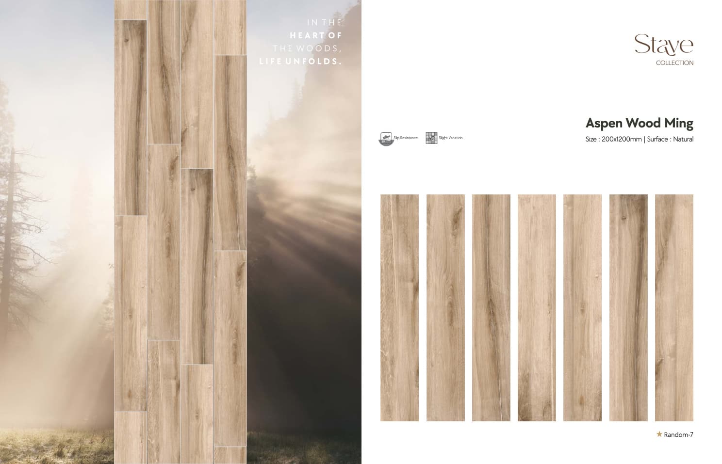 Stave Aspen Wood Ming 200x1200mm