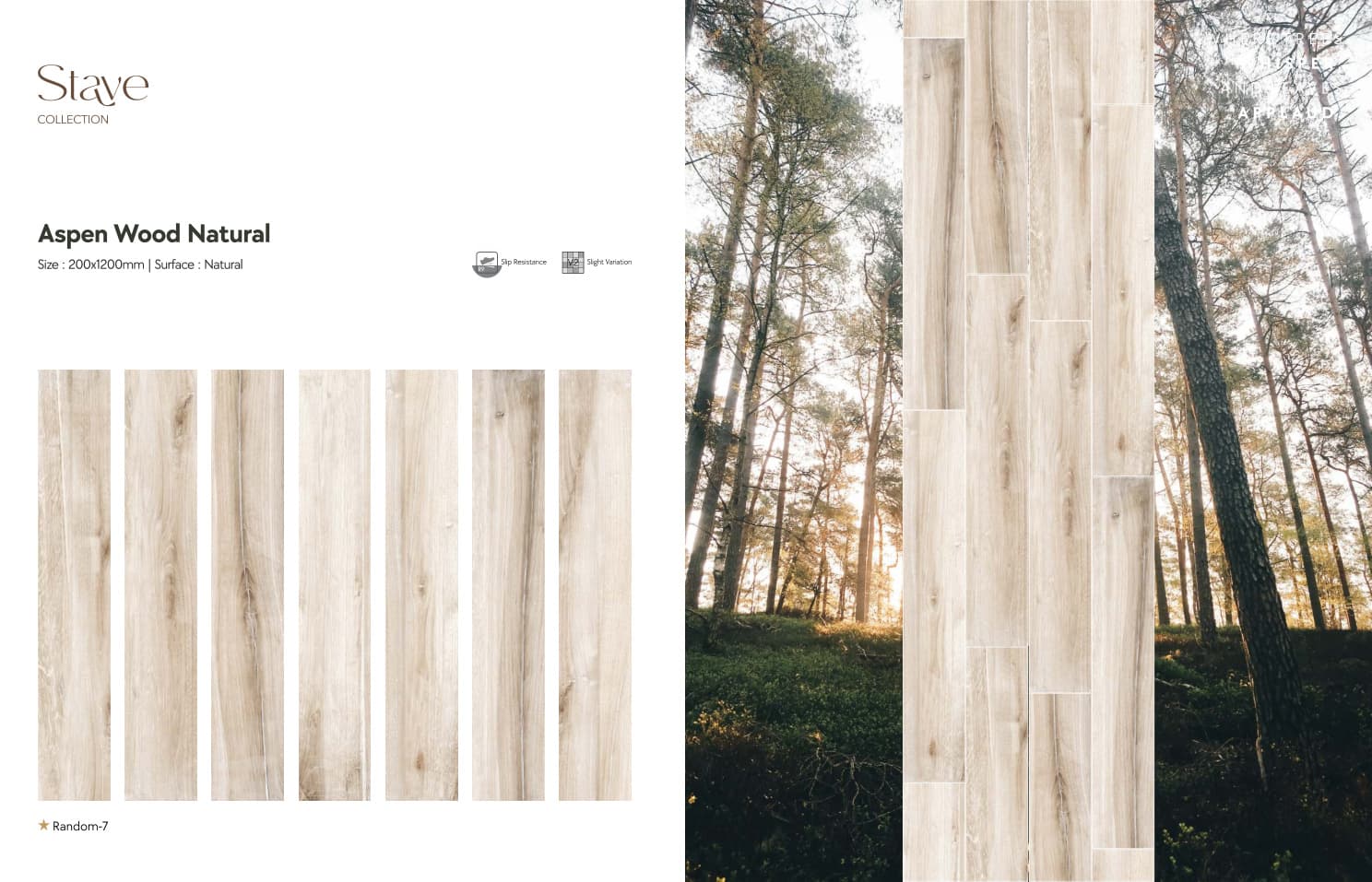 Stave Aspen Wood Natural 200x1200mm