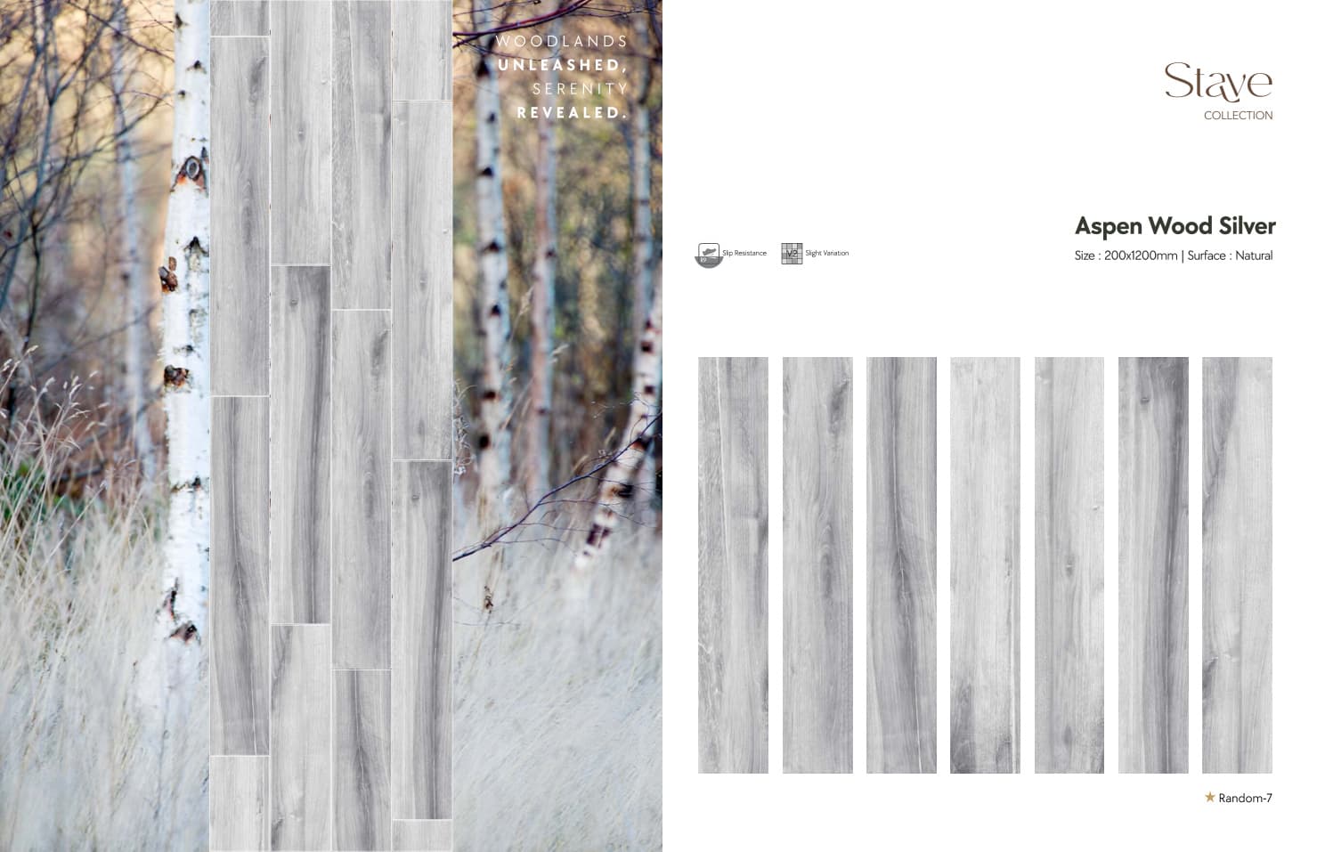 Stave Aspen Wood Silver 200x1200mm