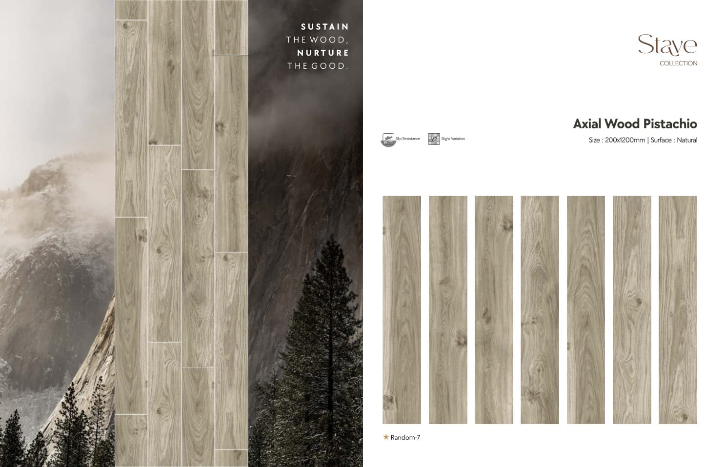 Stave Axial Wood Pistachio 200x1200mm