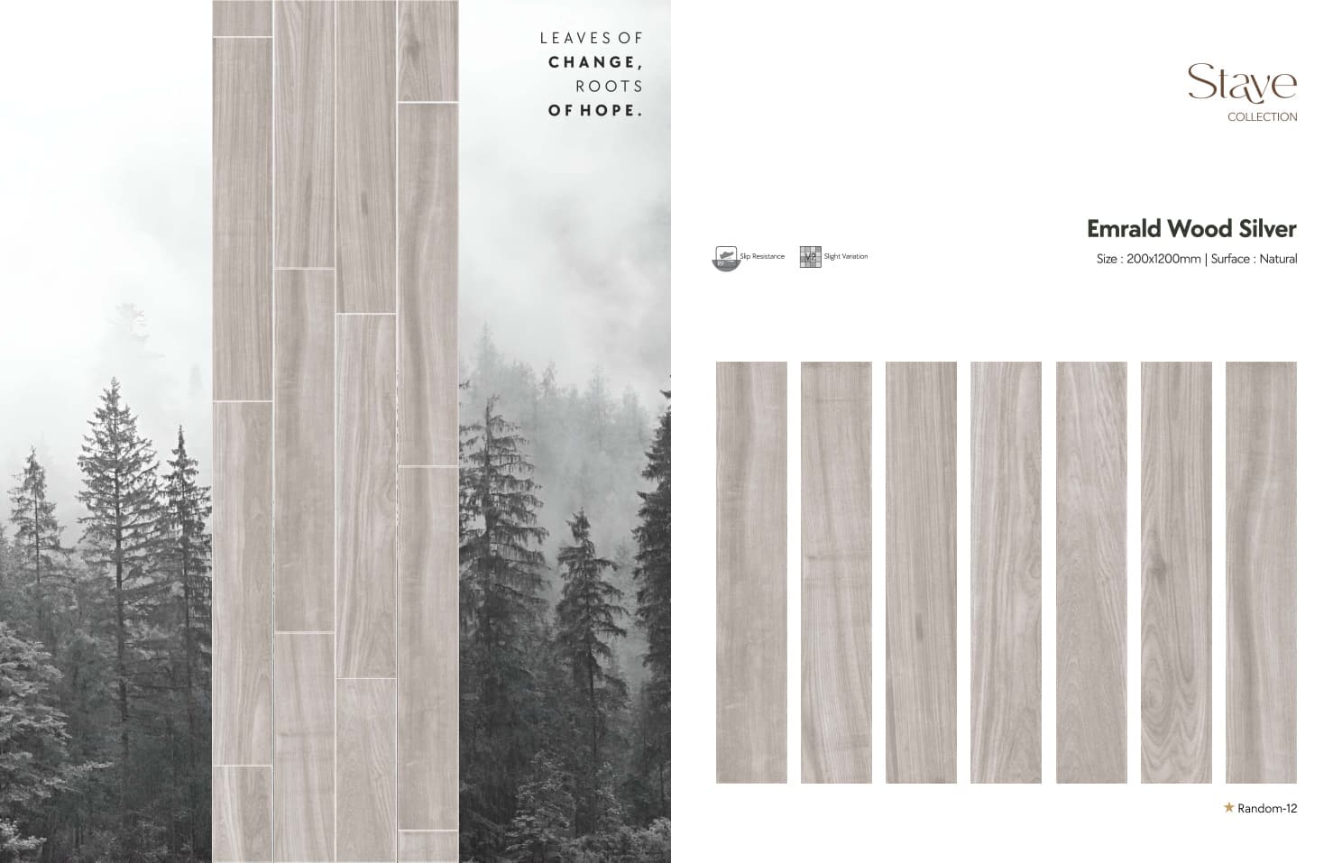 Stave Emrald Wood Silver 200x1200mm
