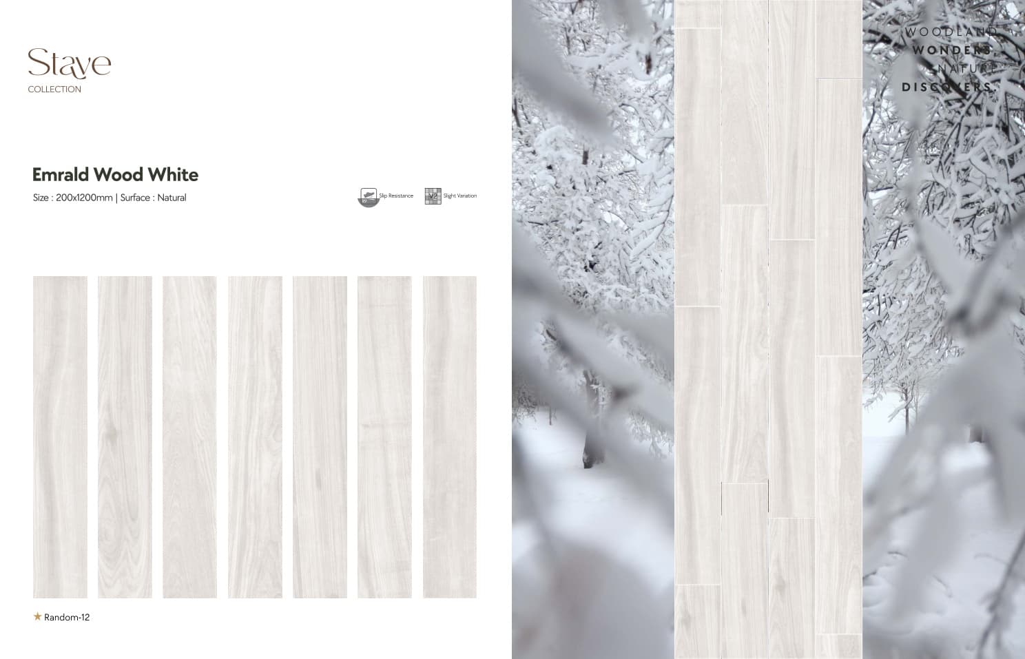 Stave Emrald Wood White 200x1200mm