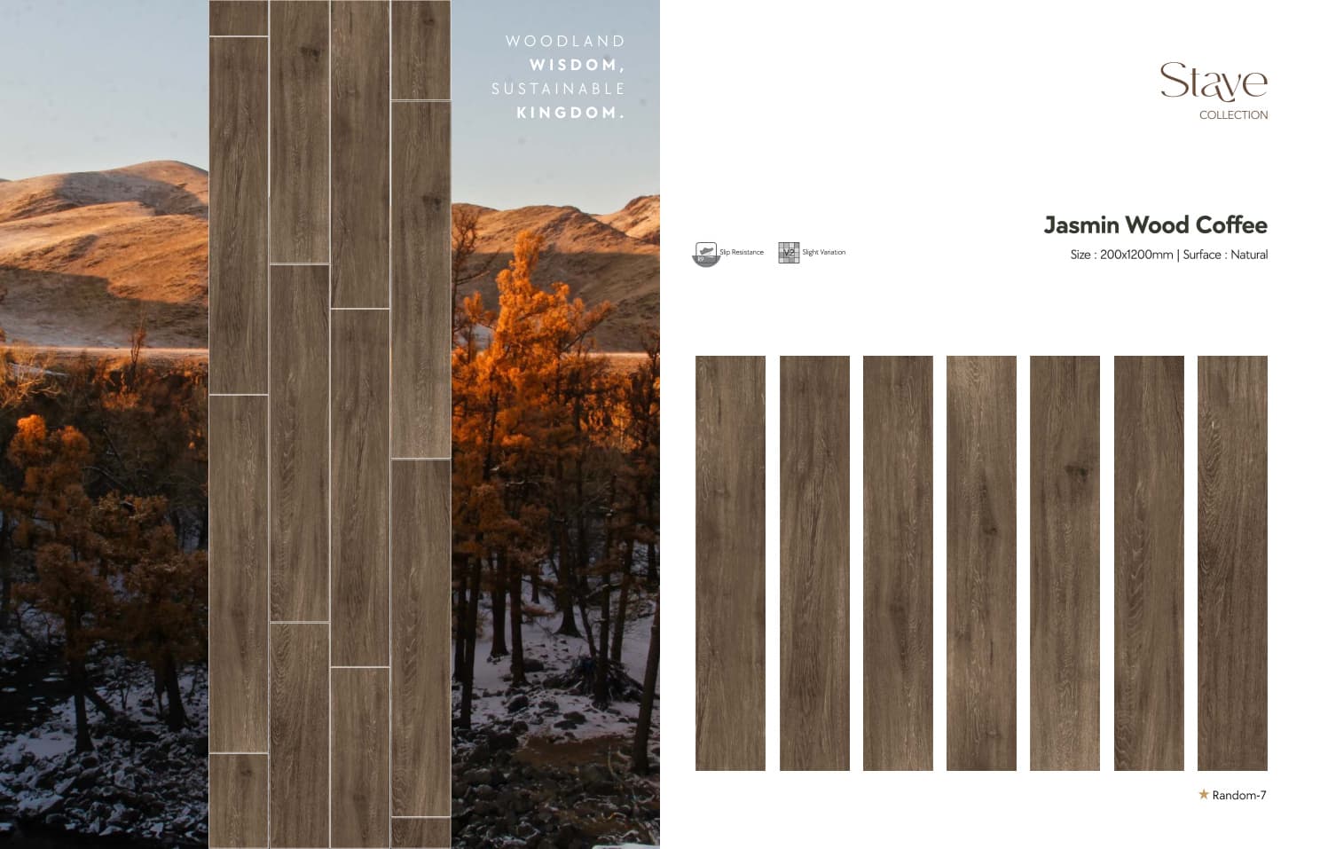 Stave Jasmin Wood Coffee 200x1200mm