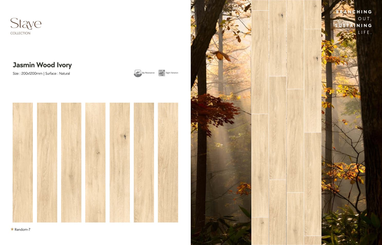 Stave Jasmin Wood Ivory 200x1200mm