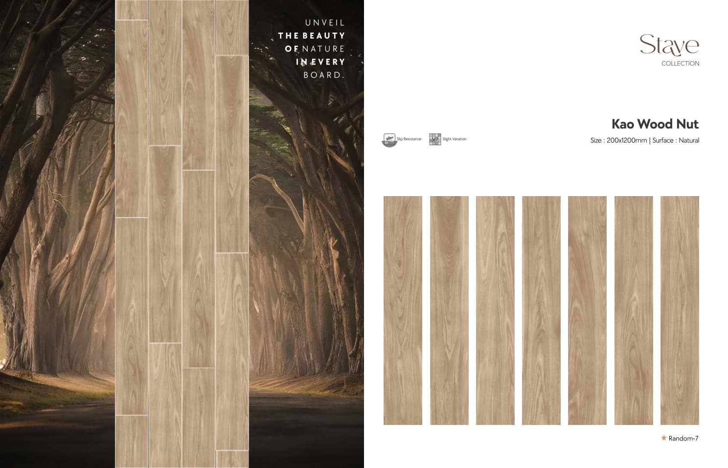 Stave Kao Wood Nut 200x1200mm