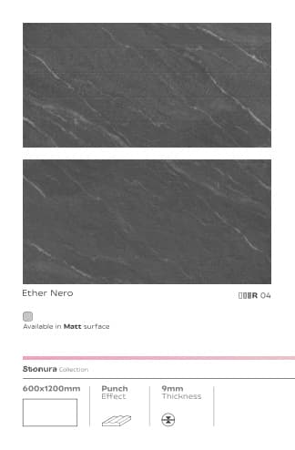 Stonura Ether Nero 600x1200mm