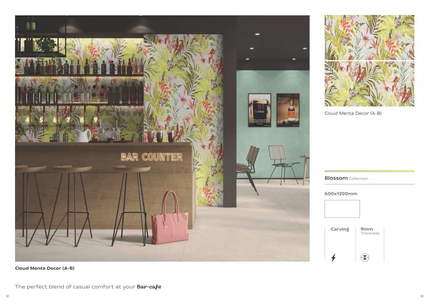 Blossom Cloud Menta Decor (A/B) 600x1200mm