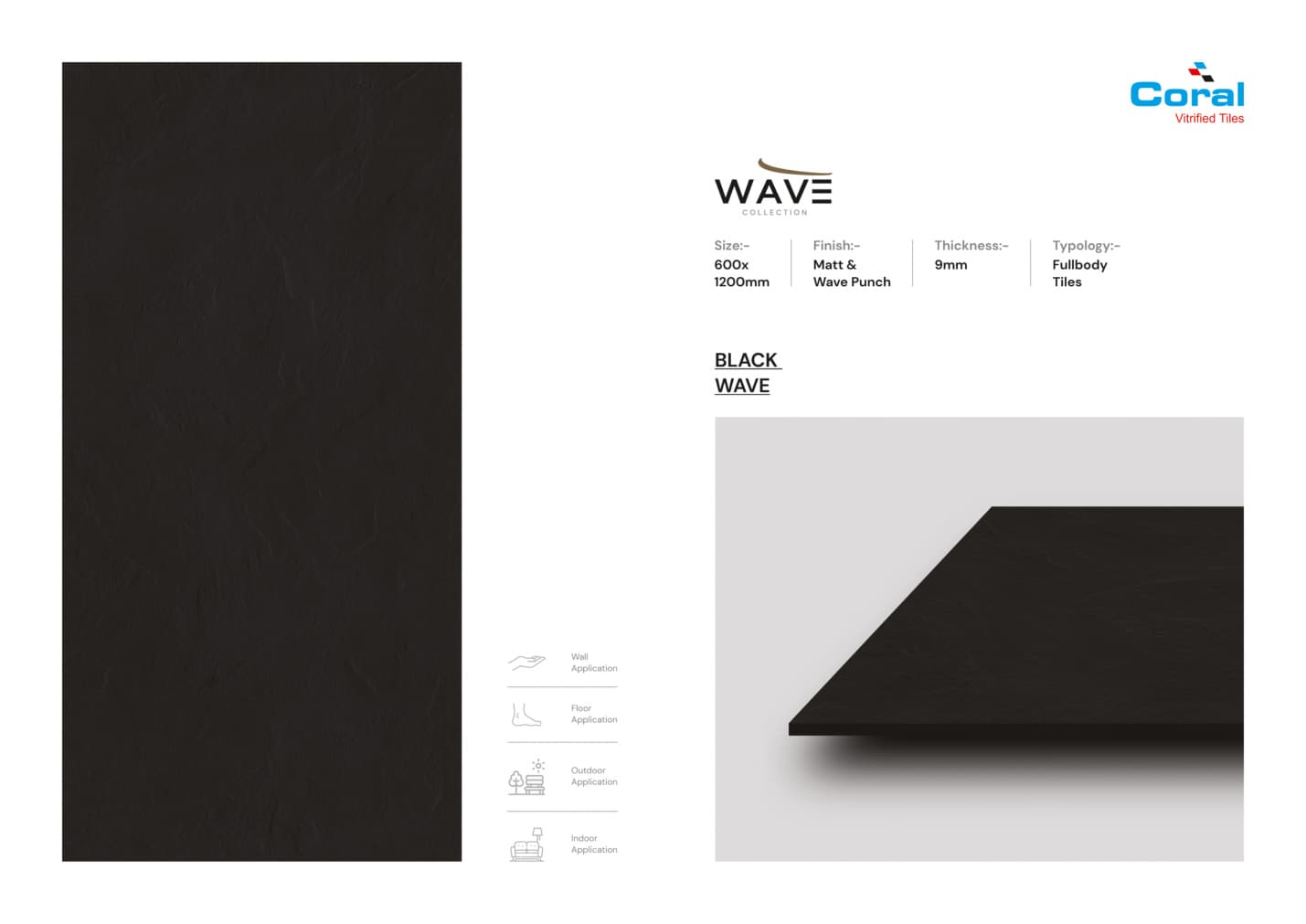 Wave Black Wave 600x1200mm