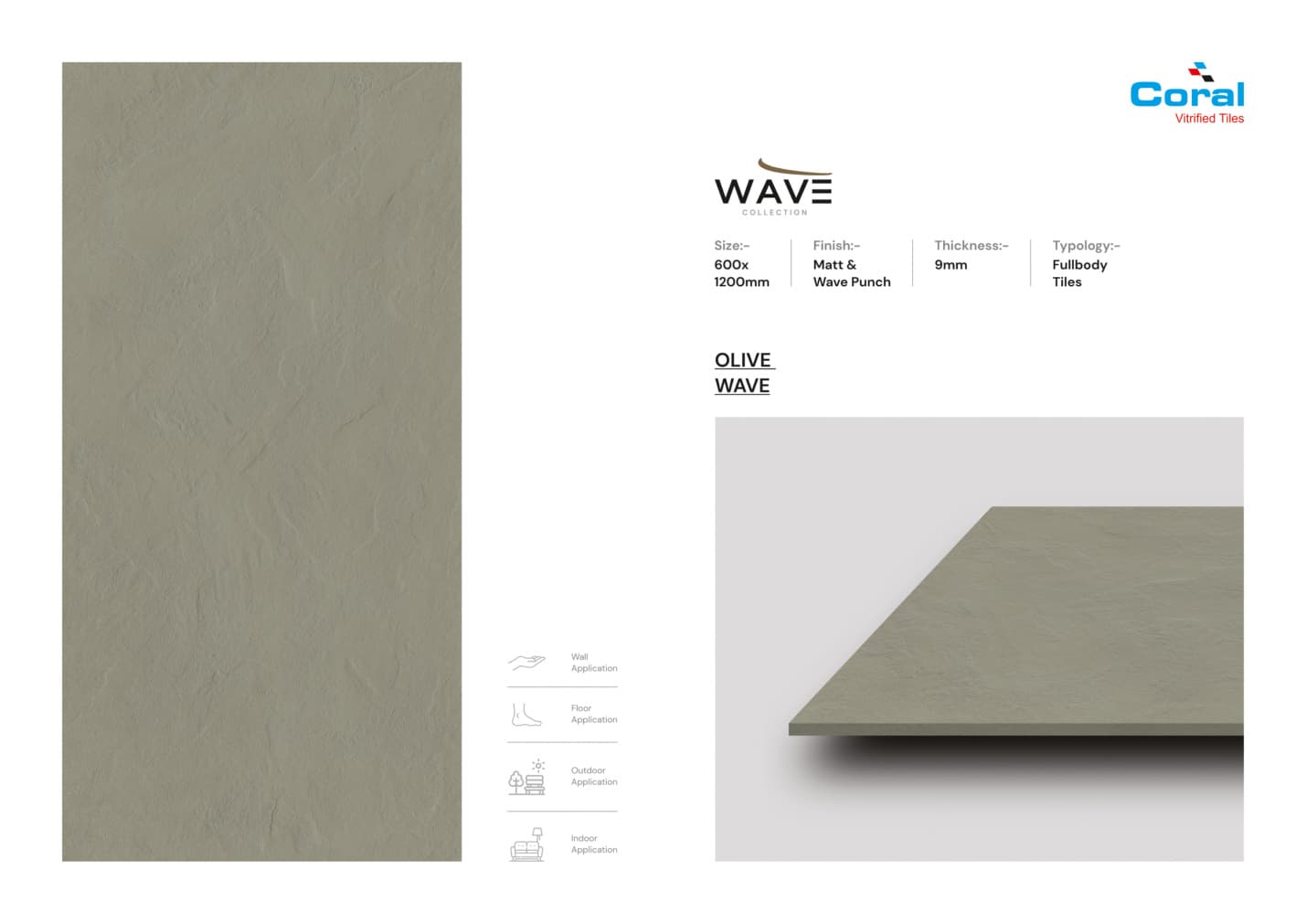 Wave Olive Wave 600x1200mm