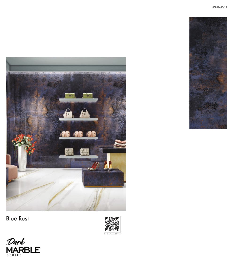 Dark Marble Blue Rust 800x2400mm