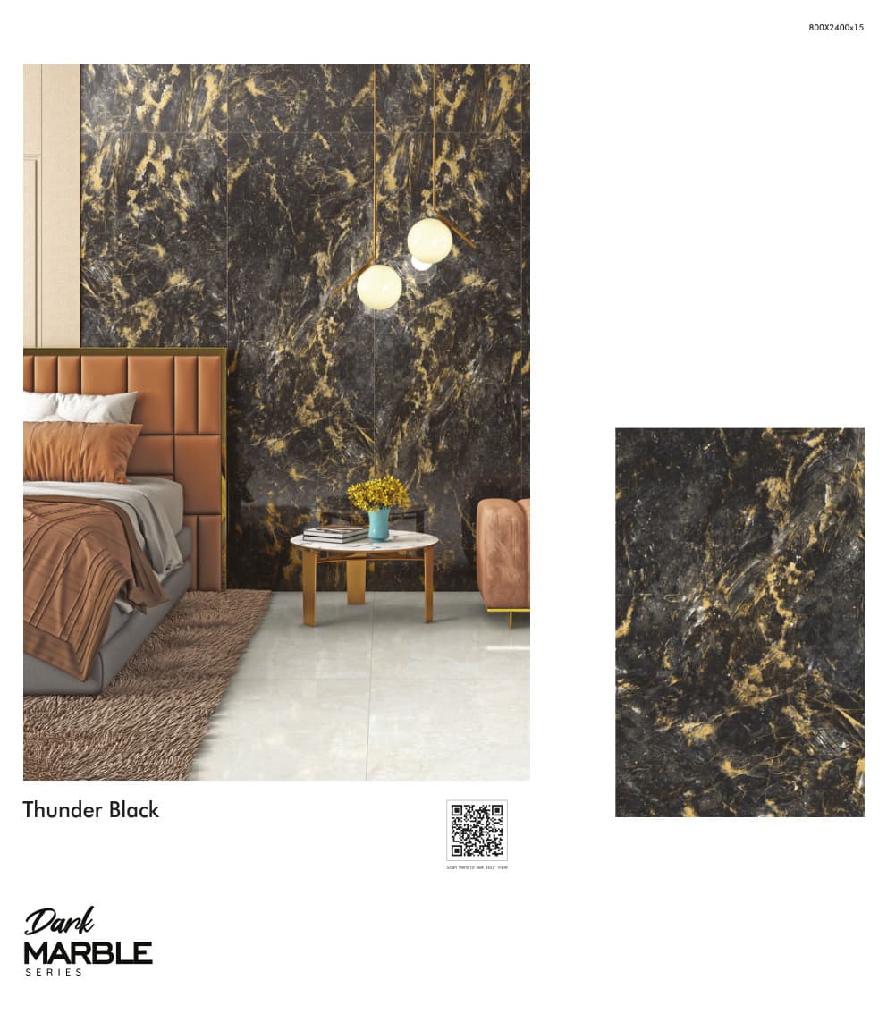 Dark Marble Thunder Black 800x2400mm