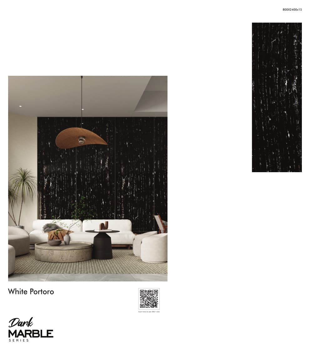 Dark Marble White Portoro 800x2400mm