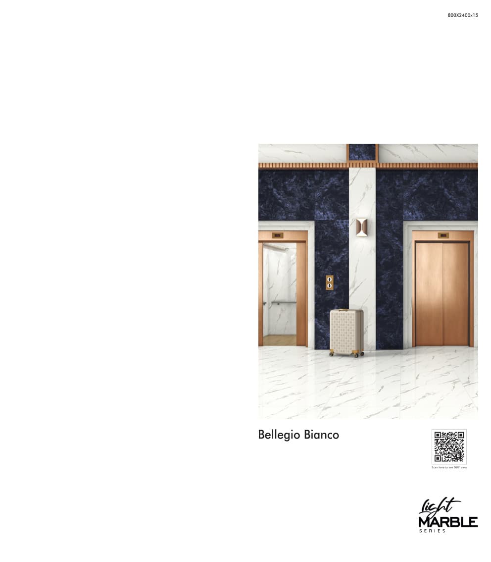 Light Marble Bellegio Bianco 800x2400mm
