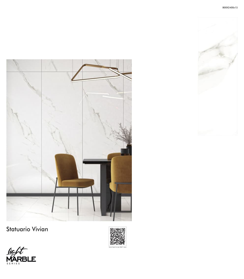 Light Marble Statuario Vivian 800x2400mm
