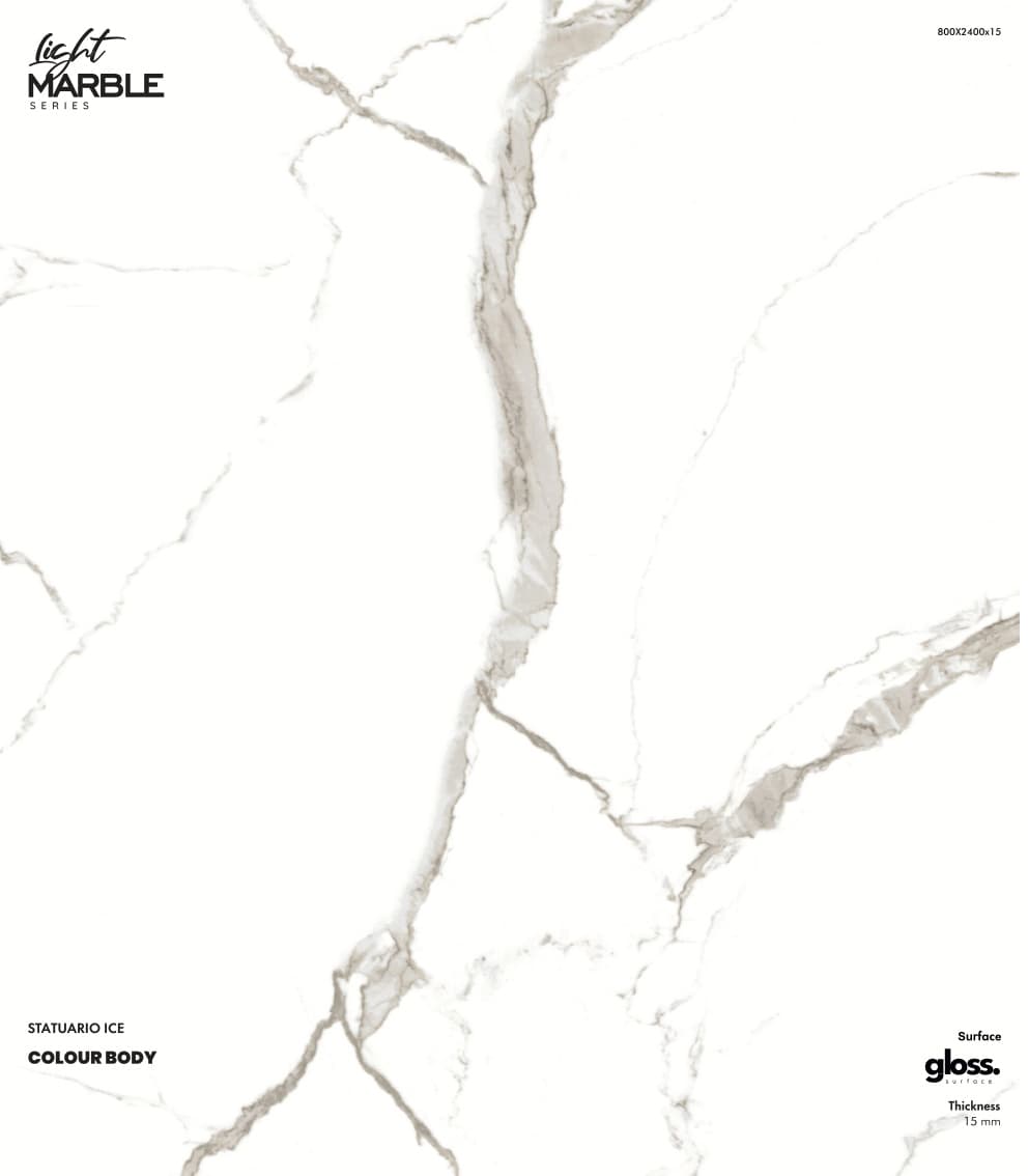 Light Marble Statuario Ice 800x2400mm