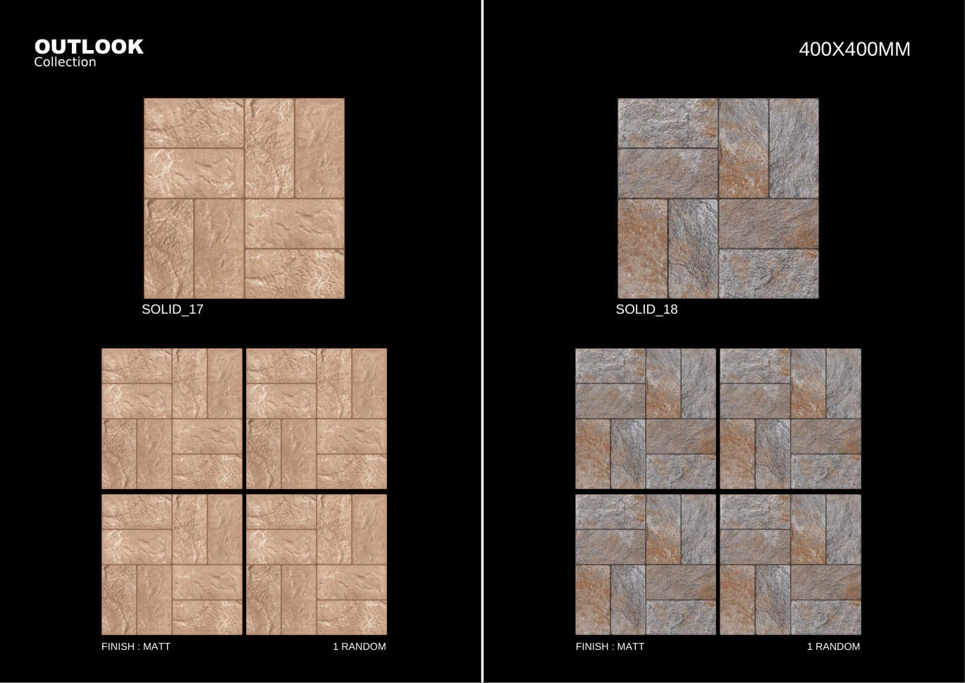 Solid 400x400mm outdoor tile