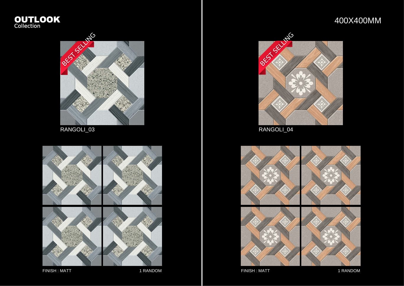 Rangoli 400x400mm outdoor tile