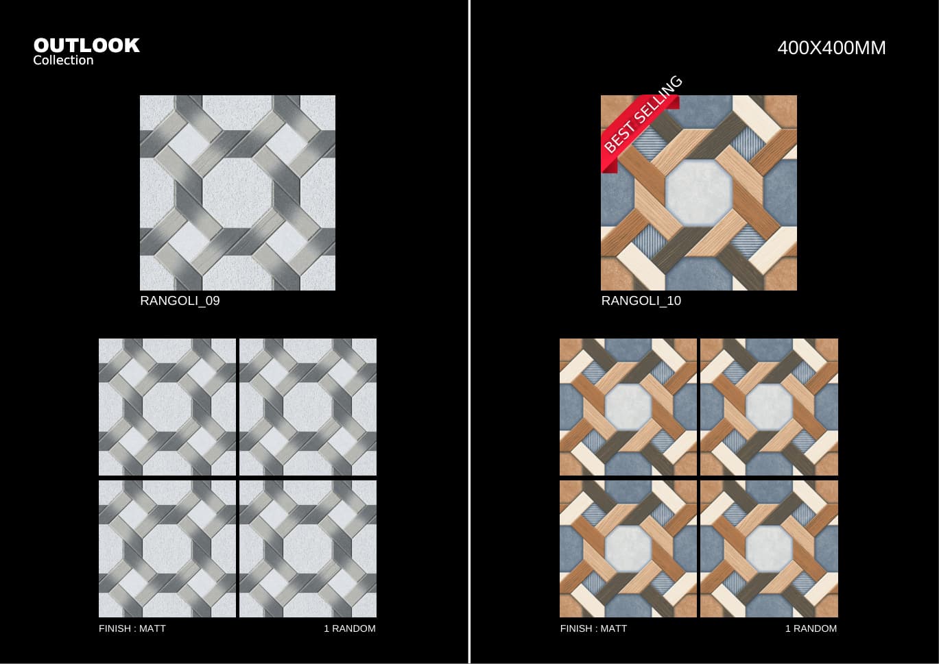 Rangoli 400x400mm outdoor tile