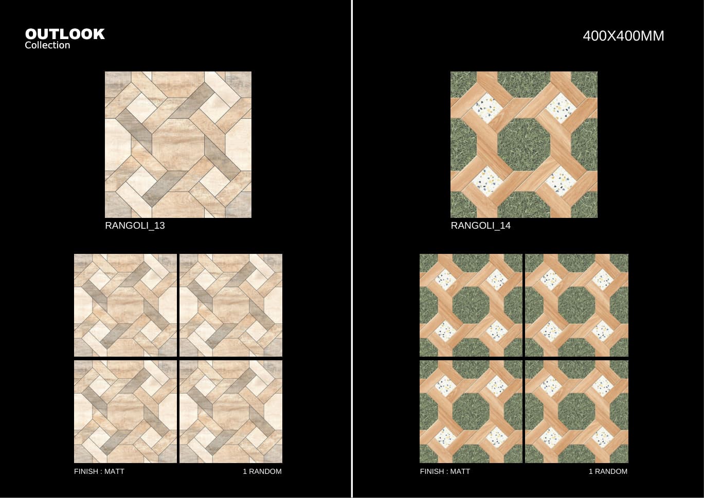 Rangoli 400x400mm outdoor tile
