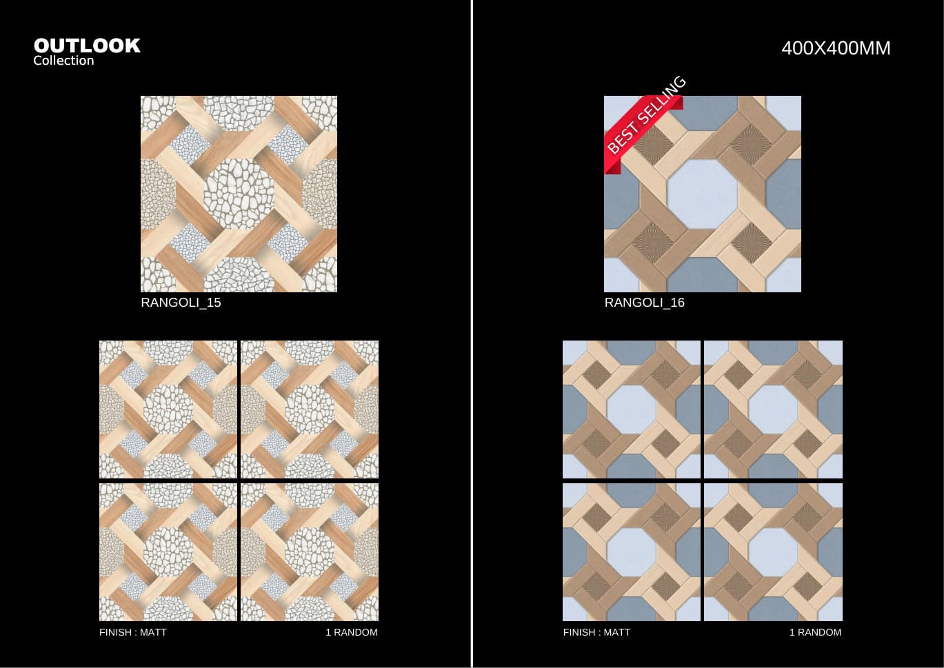 Rangoli 400x400mm outdoor tile
