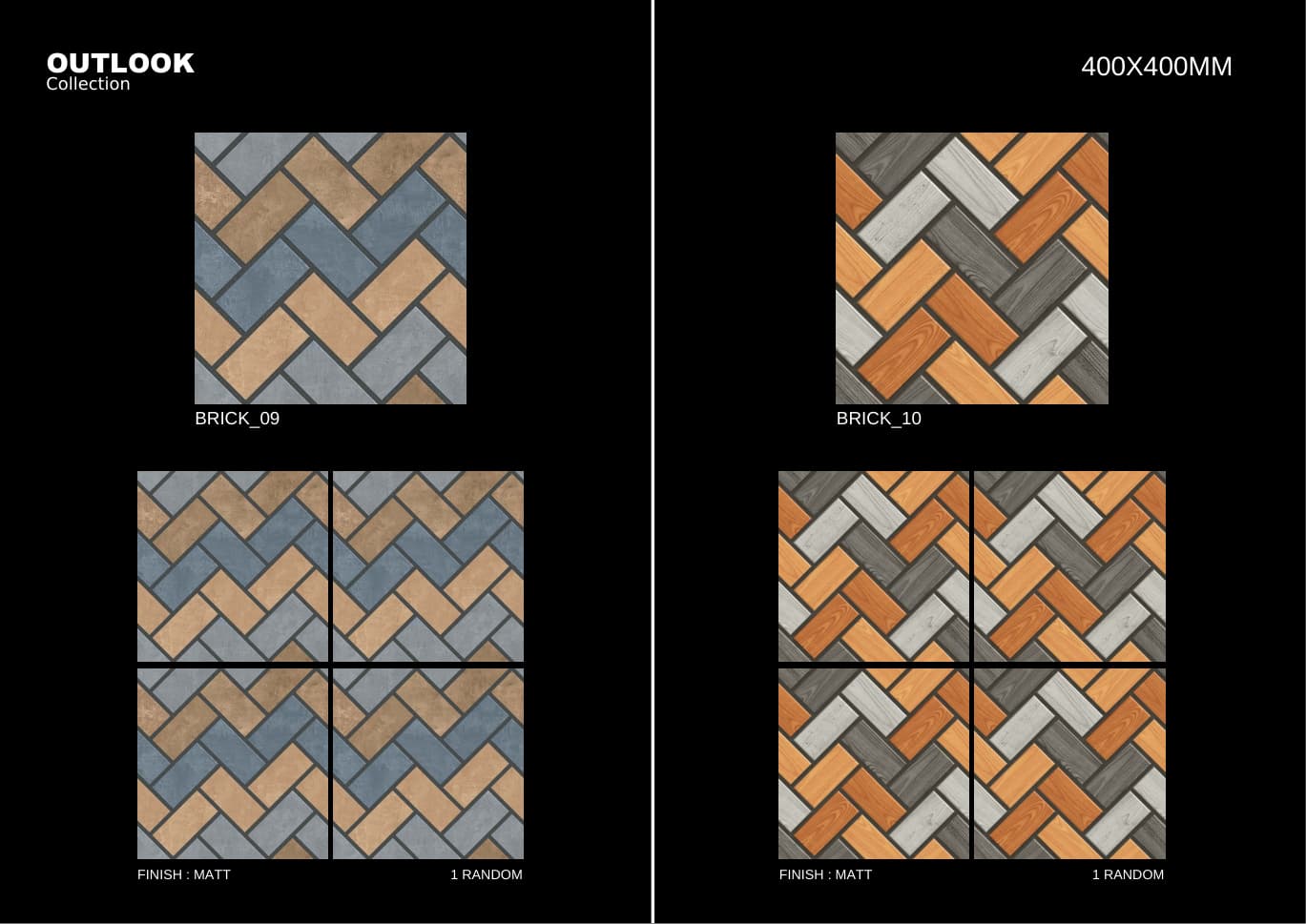 Brick 400x400mm outdoor tile