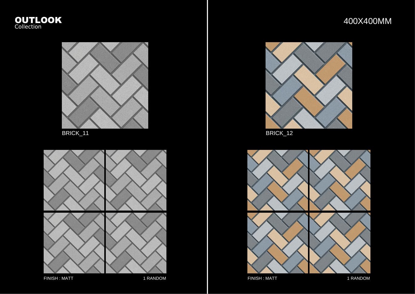 Brick 400x400mm outdoor tile