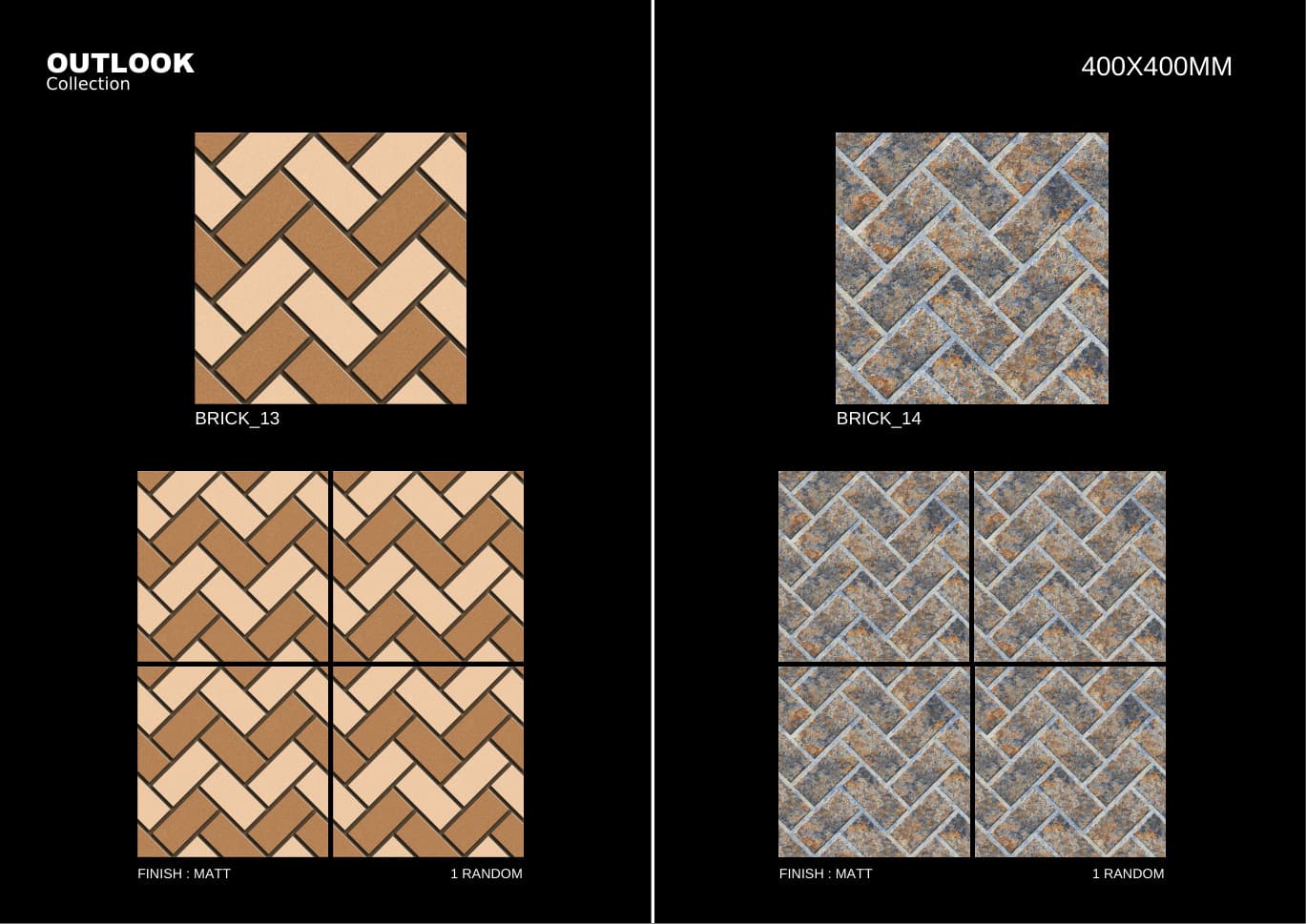 Brick 400x400mm outdoor tile