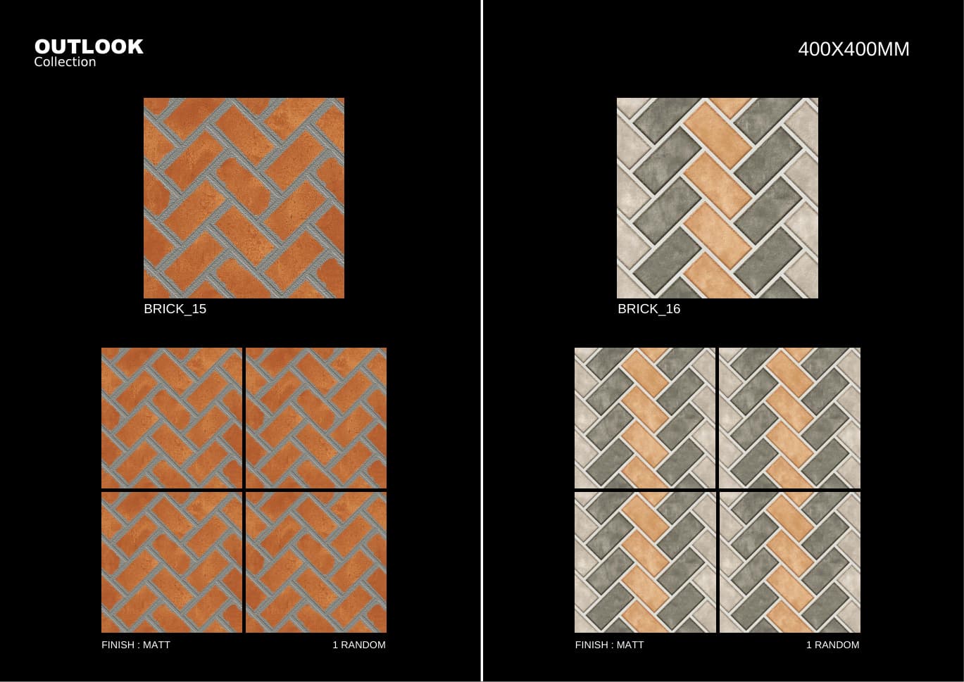 Brick 400x400mm outdoor tile