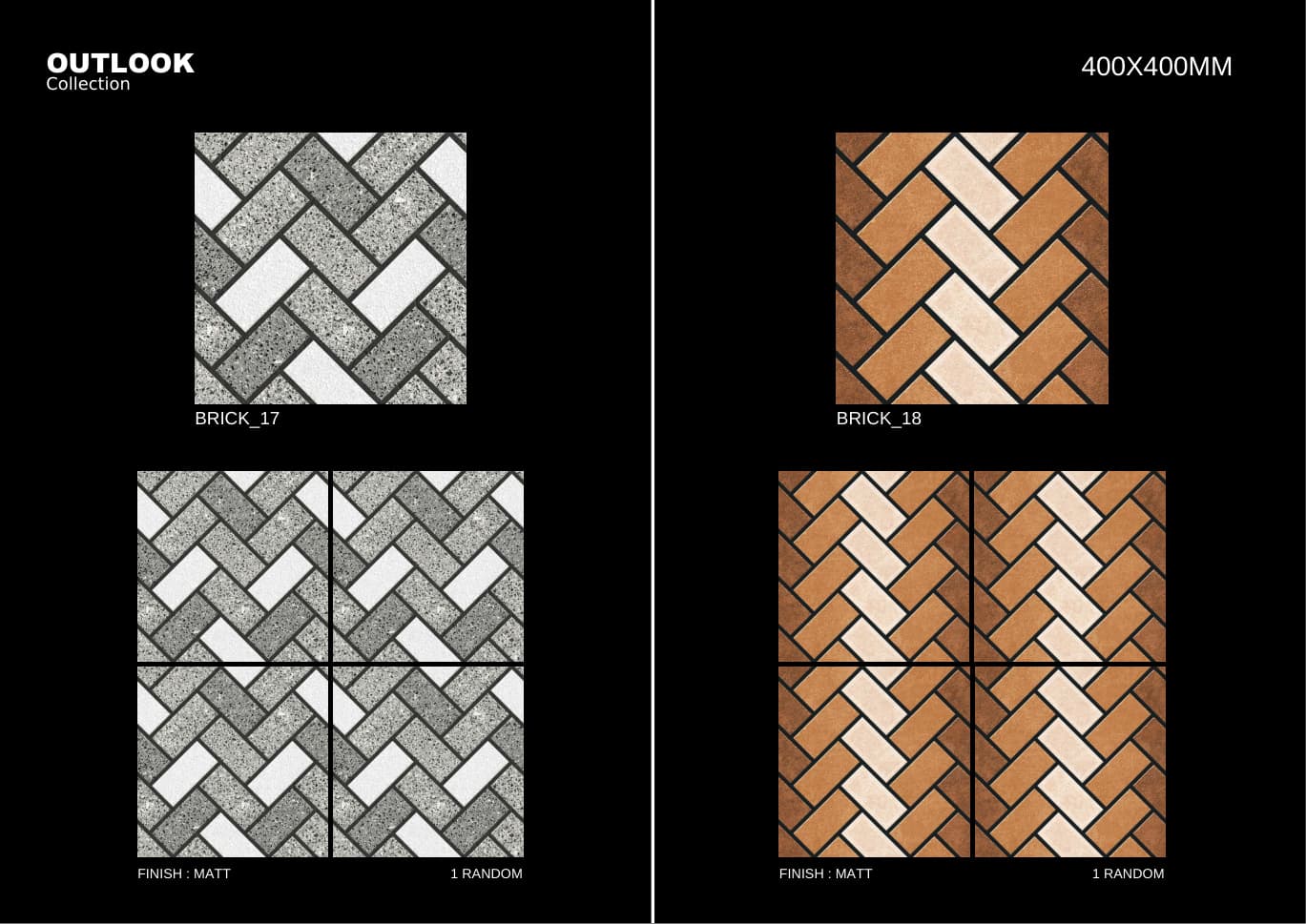 Brick 400x400mm outdoor tile