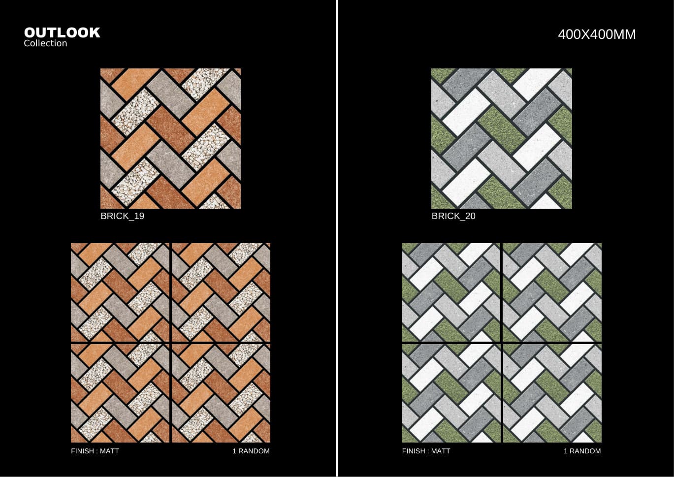 Brick 400x400mm outdoor tile