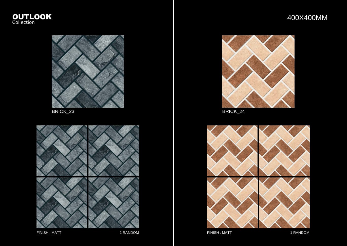 Brick 400x400mm outdoor tile