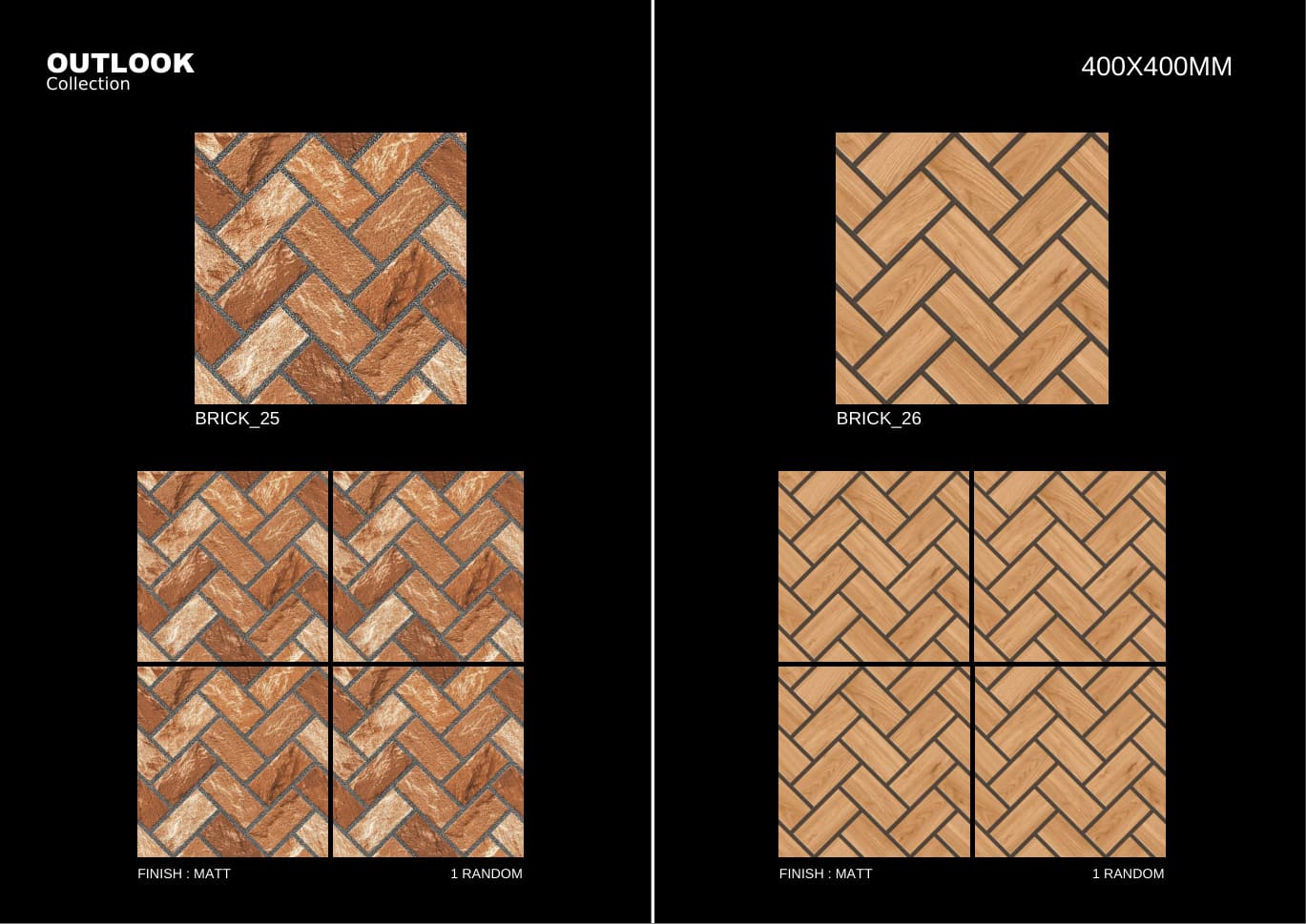 Brick 400x400mm outdoor tile