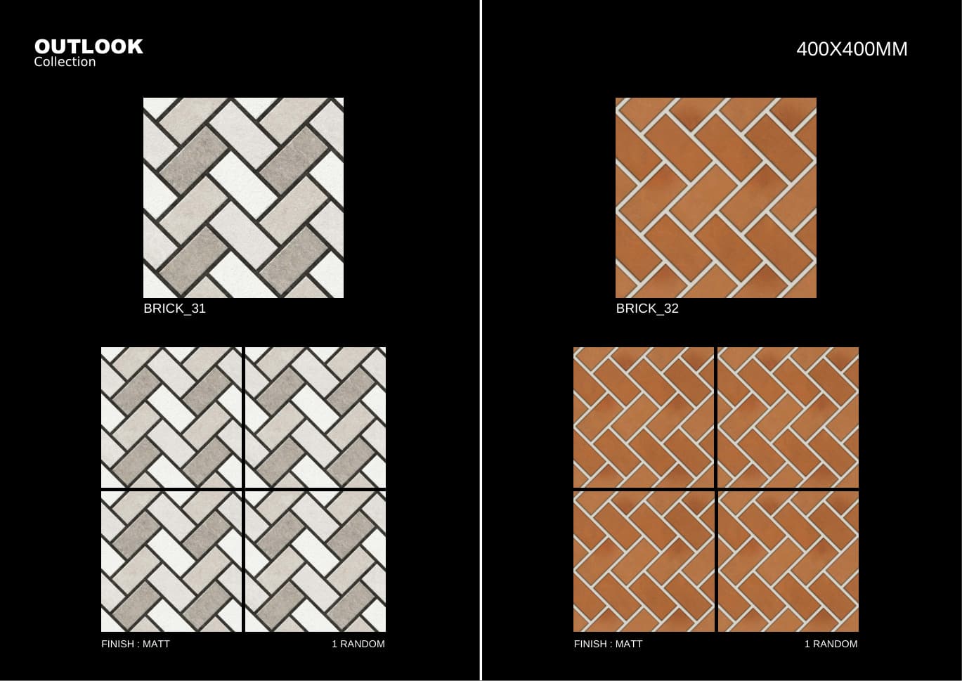 Brick 400x400mm outdoor tile