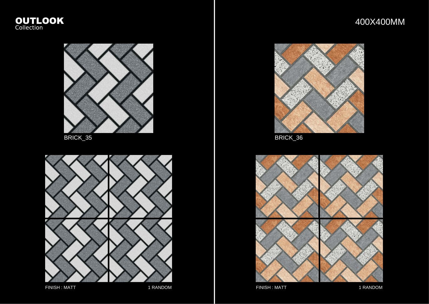 Brick 400x400mm outdoor tile