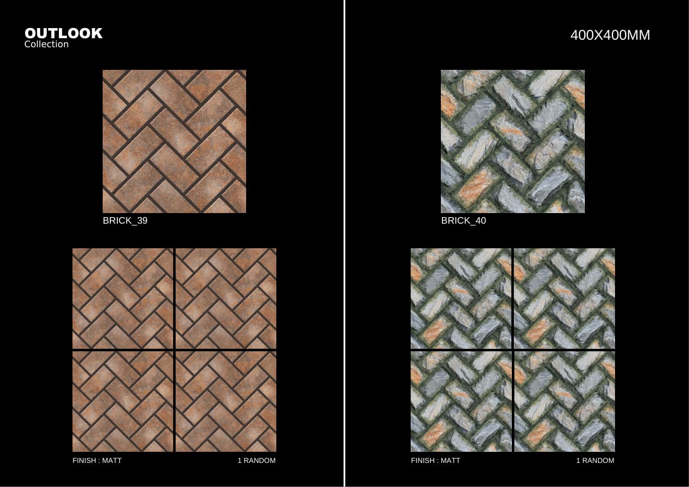 Brick 400x400mm outdoor tile