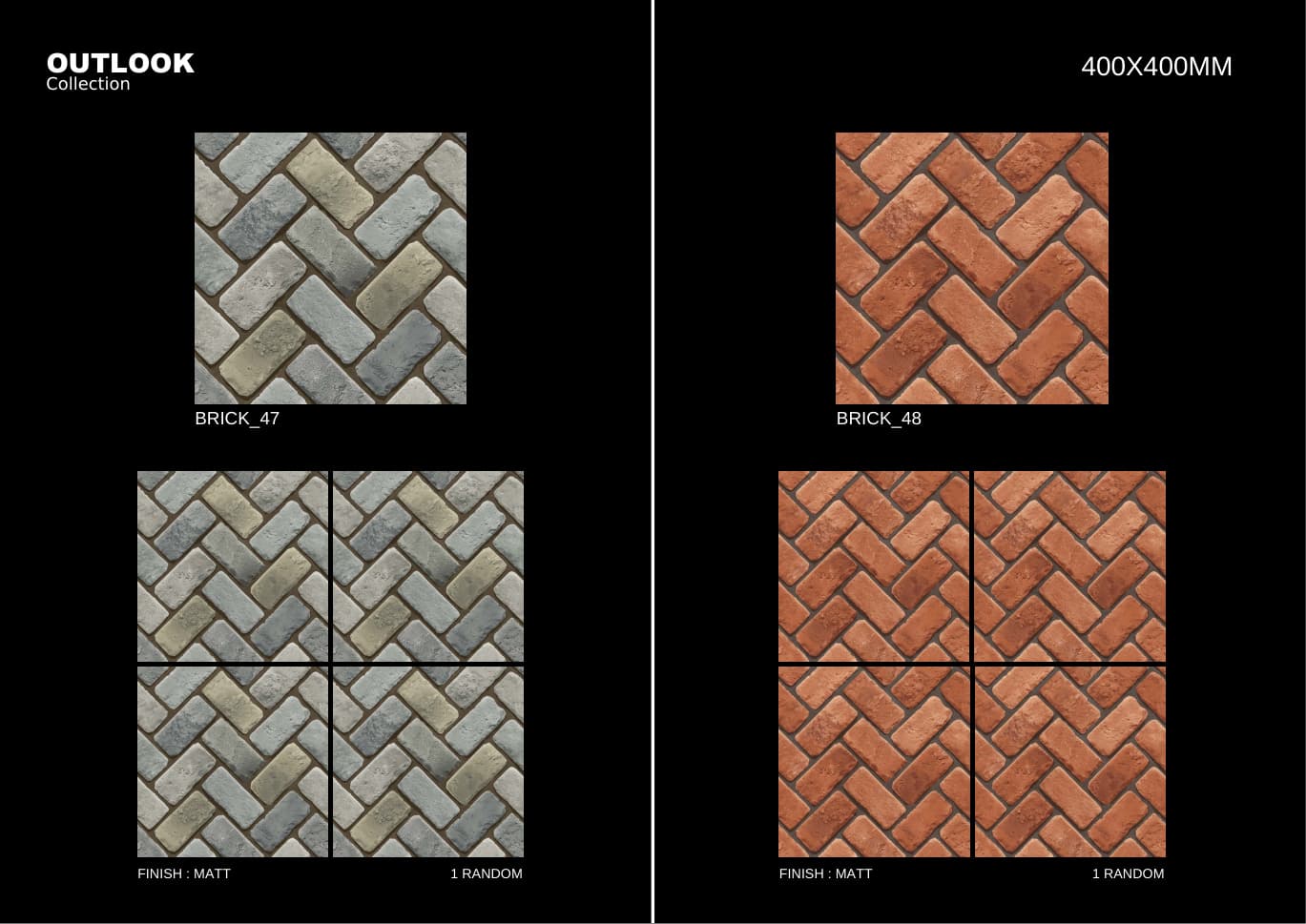 Brick 400x400mm outdoor tile
